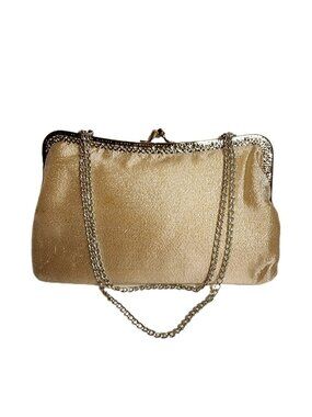 Vintage Cream La Regale Wedding Bridal Purse Clutch Silver Chain Strap
